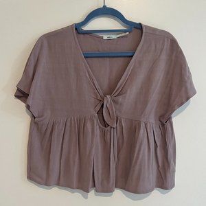 Kimchi Blue Tie-Front Linen Top